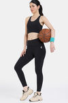 Zelocity Medium Impact Quick Dry Sports Bra with Removable Padding - Jet Black — thumbnail 4